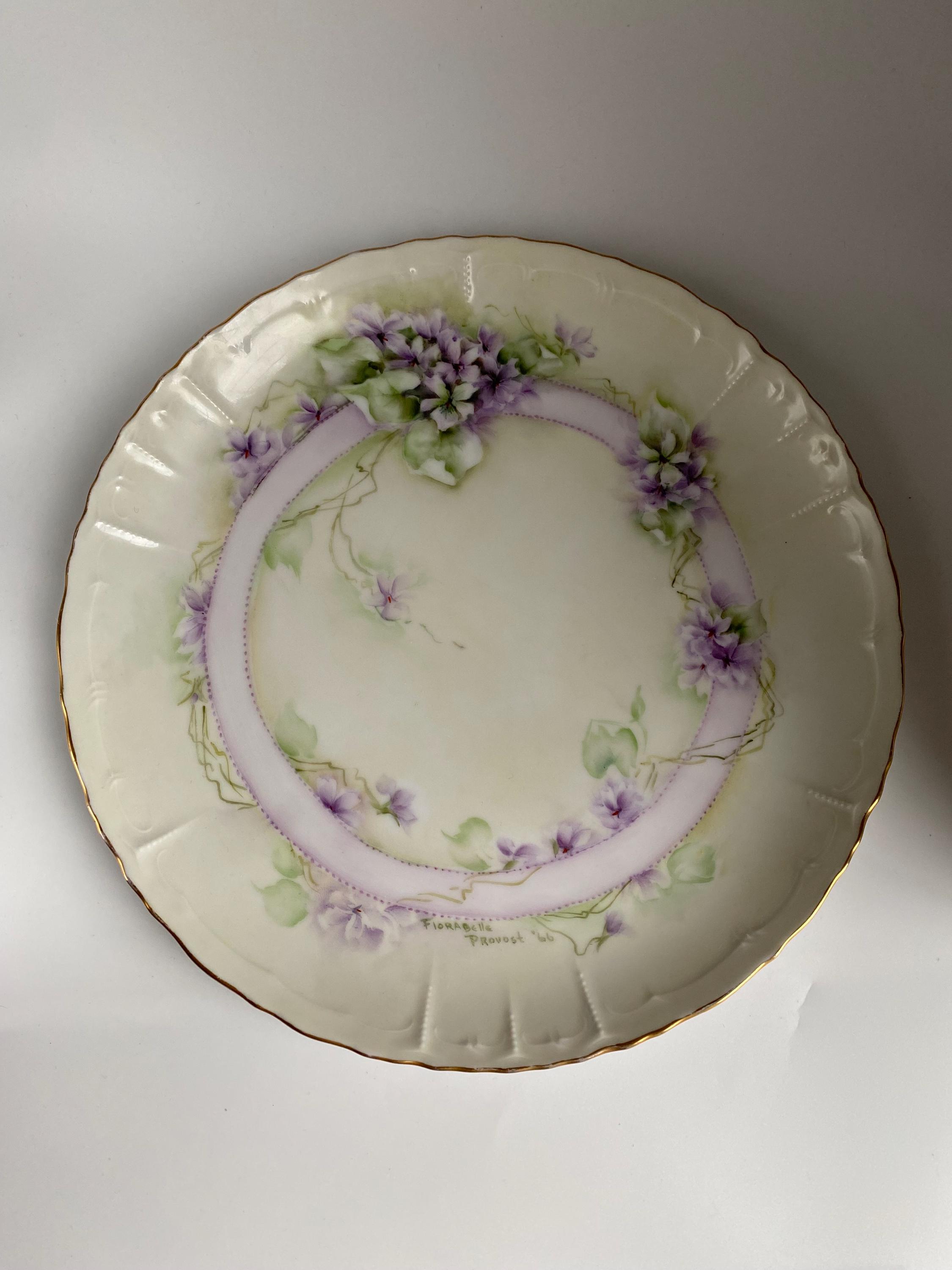Antique Purple Floral Decorative Plates - Etsy Vintage White Porcelain Serving Platter with Purple Floral Decal and Gold Trim main image 0