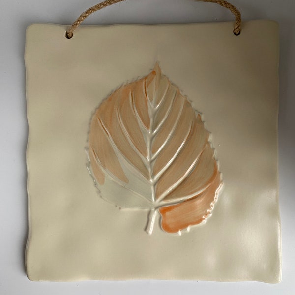 Ceramic Leaf Wall Art Home Decor By Place & Time, 8”x7 7/8”