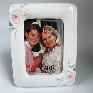 Small Floral Porcelain Rectangle Frame For 2” x 3” Photos, Frame Home Decor
