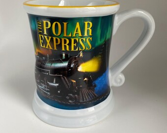 Warner Bros Polar Express Hot Chocolate / Coffee Mug, Polar Express Advertising Mug, 4.25” Tall