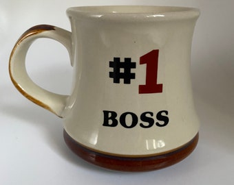 Number One Boss Stoneware Coffee Mug, 3.75” Tall, Father’s Day Gift
