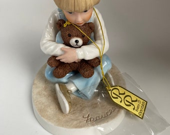 Vintage Frances Hook “Bear Hug” Hand Painted Porcelain Figurine By Roman, Inc., 1999, Signed Frances Hook Figurine Home Decor