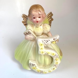 Josef Originals Birthday Angel Dolls Collection Age 5 Figurine, 1980s, 4” Tall