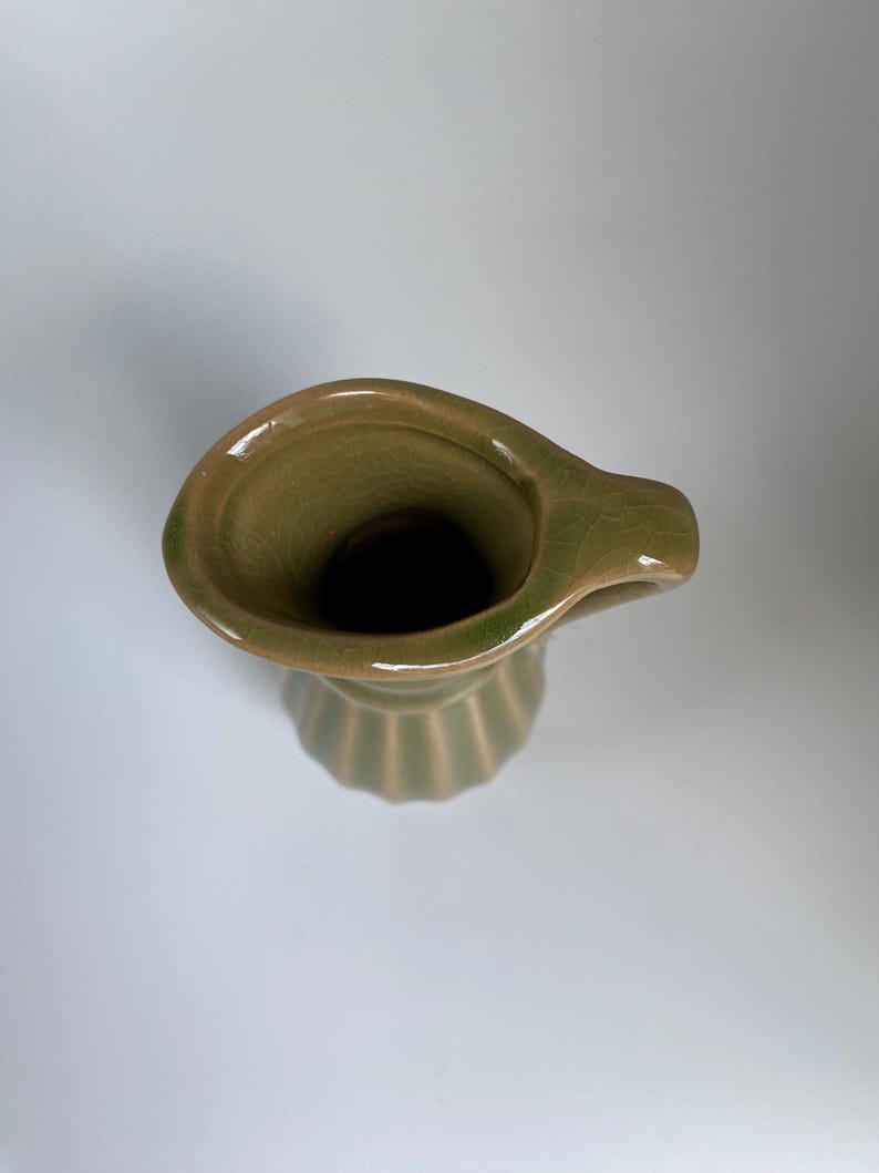 Stangl 1930s’ Miniature Vase, Ribbed Green Mini - Pitcher Bud Vase ...