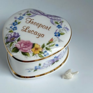 Ayshford Staffordshire Fine China Trinket Box, Floral Trinket Box With Tiny Bird Inside, Made in England, Very Rare