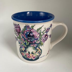 Vintage Potpourri Press Vienna Floral Coffee Mug, Hand Painted, Signed by Christina, 1991, Very Rare