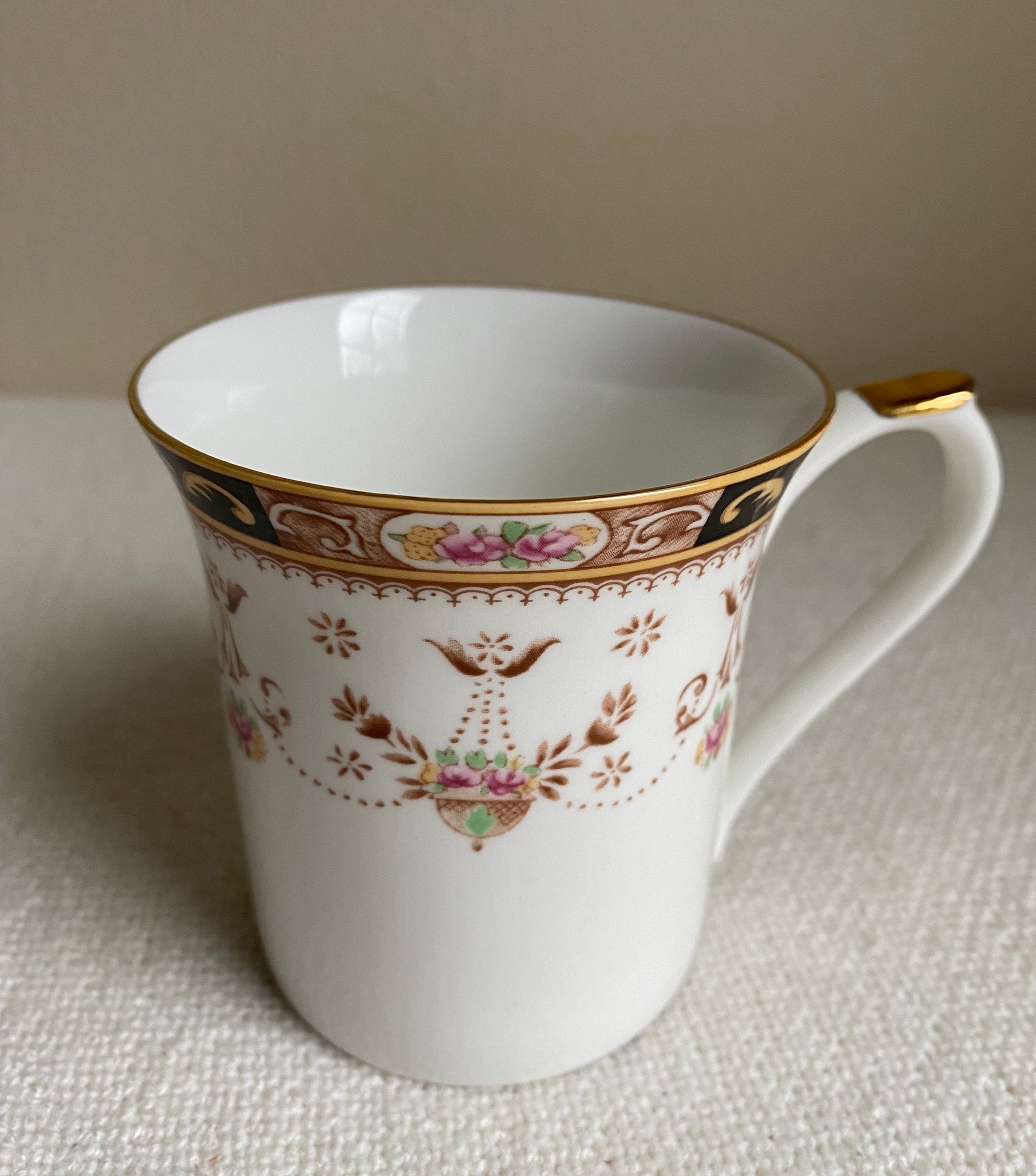 Queens Fine Bone China Mug Olde England Pattern Tea Mug Etsy