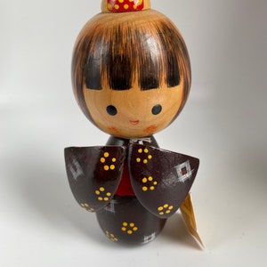 Vintage Japanese Kokeshi Doll From 1950s, Wooden Doll, 5” Tall