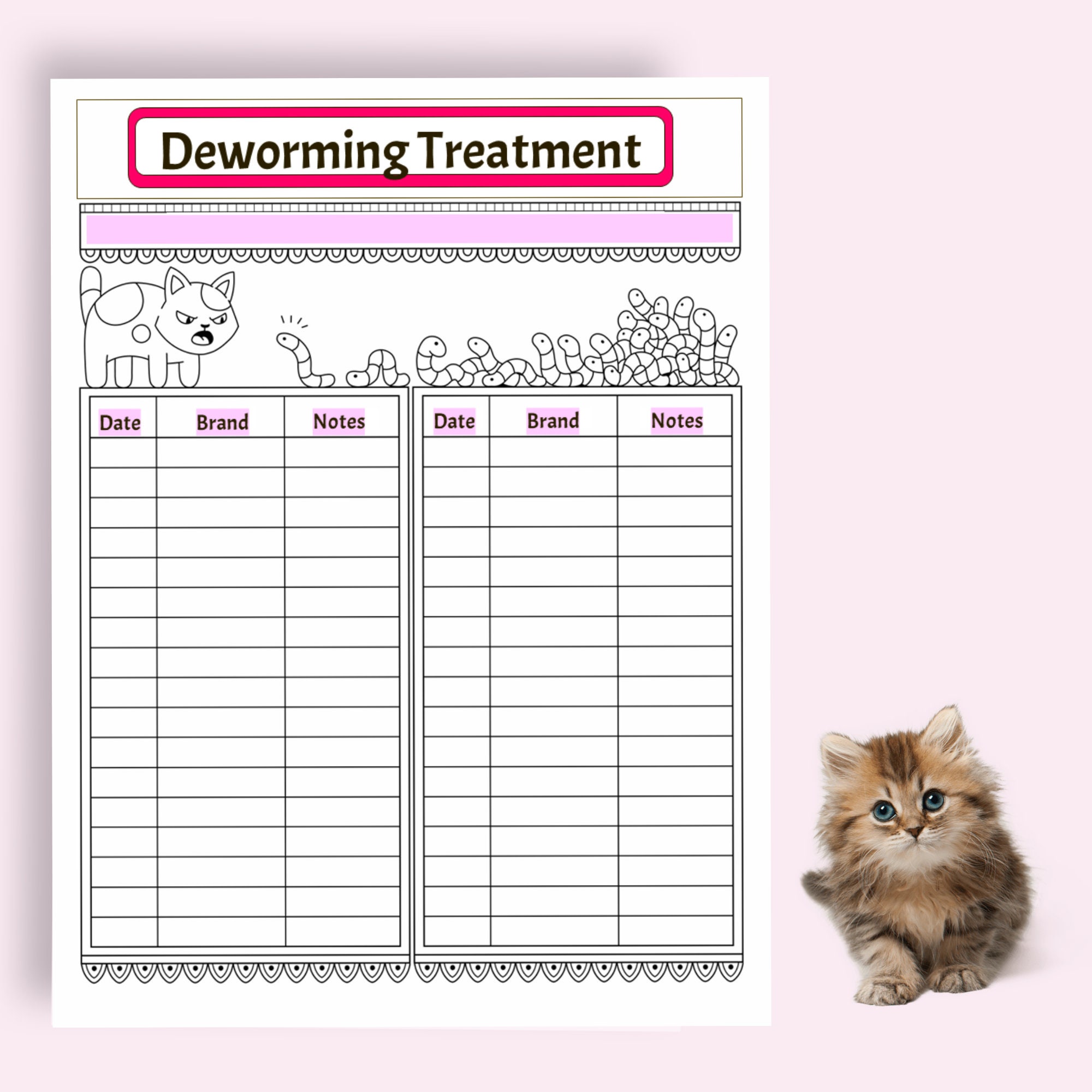Kitten Health Pages/deworming and Vaccination/kitten Medical Records ...