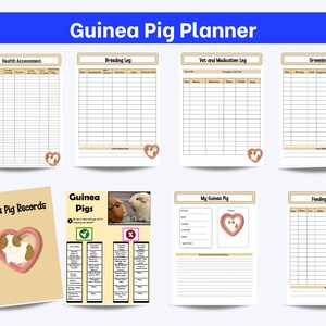 Guinea Pig Planner/ Guinea Pig Unsafe and Safe food list/ Health/Feeding/Grooming/Printable
