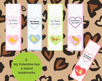 Bearded Dragon Valentine's Day bookmark