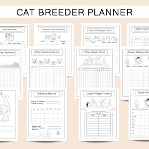 Cat Breeder Forms for Cat Breeders/PDF/Kitten Breeder Planner/Litter weight/ daily care sheet/Client Record/Queening (whelping) records