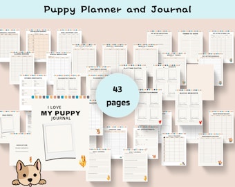 Planejador e diário minimalista para cachorros/Registros para impressão de I Love My Puppy/Páginas de cuidados/Páginas médicas/