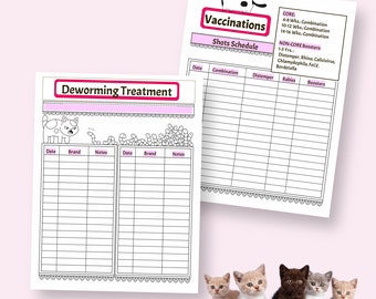 Kitten health pages/Deworming and Vaccination/Kitten medical records/Printable