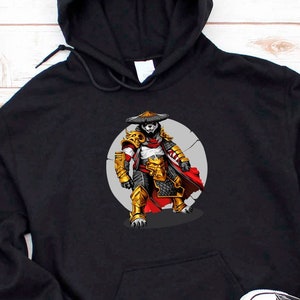 Panda Samurai Hoodie, Retro Anime Hoodie, Manga Panda Hoodies, Japanese Warrior Panda Bear Unisex Sweatshirt