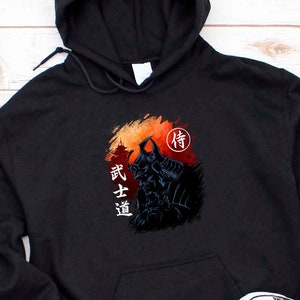 Samurai Hoodie, Bushido Japanese Warrior Clothes, Retro Ninja Hoodie, Japan Anime Hoodies, Unisex Manga Sweatshirt