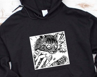 Tomie Cat Diary Anime Horror Hoodie, Gore Girl Japanese Anime Hoodie, Creepy Cat Bite Hoodie, Manga Unisex Sweatshirt