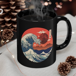Kanagawa Wave Mug, Hokusai Wave Cup, The Great Wave Off Kanagawa Mugs, Retro Japanese Cups, Anime Gift
