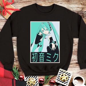 Hatsune Miku Sweatshirt, Project DIVA Vocaloid Anime Sweater, Kawaii Girl Manga Sweatshirt, Japanese Unisex Sweatshirts