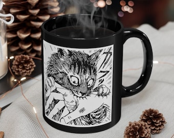 Tomie Cat Diary Anime Horror Mug, Gore Girl Japanese Anime Cup, Creepy Cat Bite Mugs, Manga Coffee Cups
