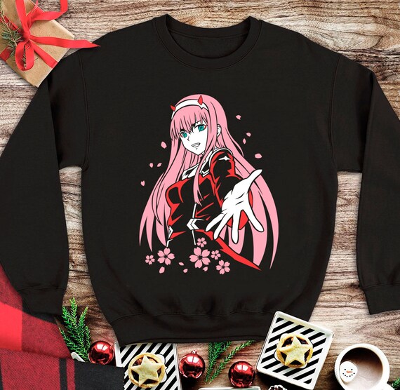 Zero Two Anime Sweatshirt, Darling in the Franxx Manga Sweater, Aesthetic Anime Kawaii, Zero Two Japanese Anime Girl Unisex Sweatshirt