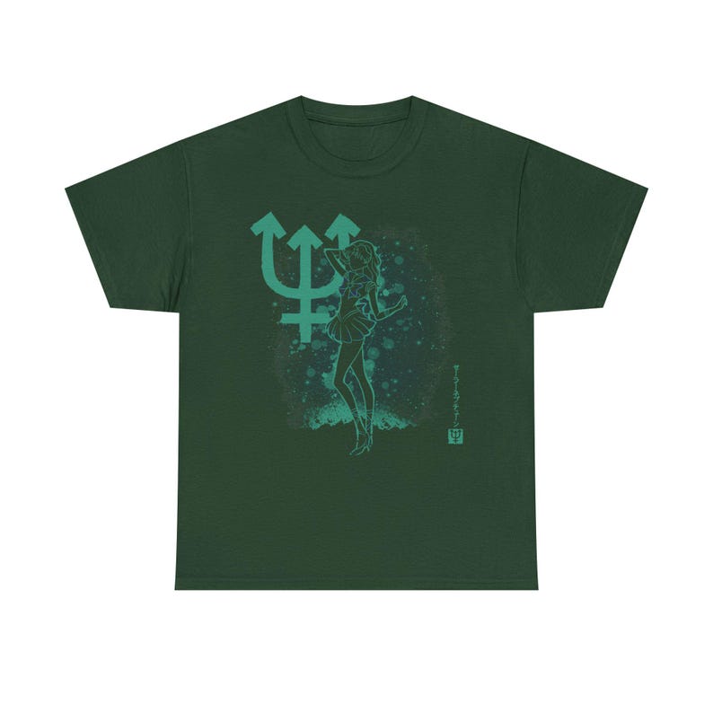 Sailor Neptune Anime Shirt, Michiru Kaiou Sailor Moon Manga Shirt, Pretty Guardian, Usagi Tsukino, Japanese Unisex SailorMoon Tee Forest Green
