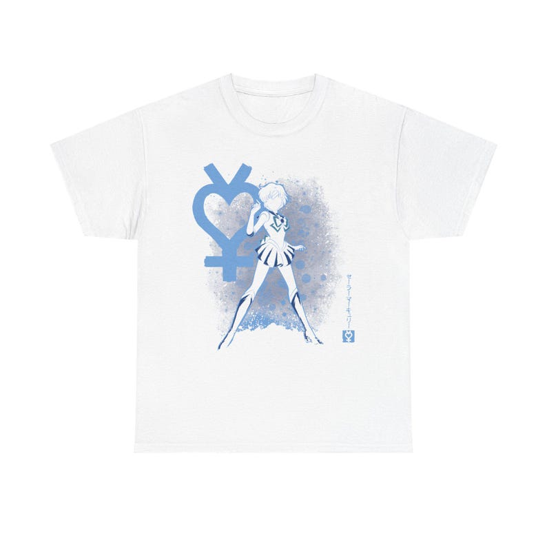 Sailor Merkur Anime Shirt, Ami Mizuno Sailor Moon Manga Shirt, hübsche Wächterin, Usagi Tsukino, japanisches Unisex SailorMoon T-Shirt White