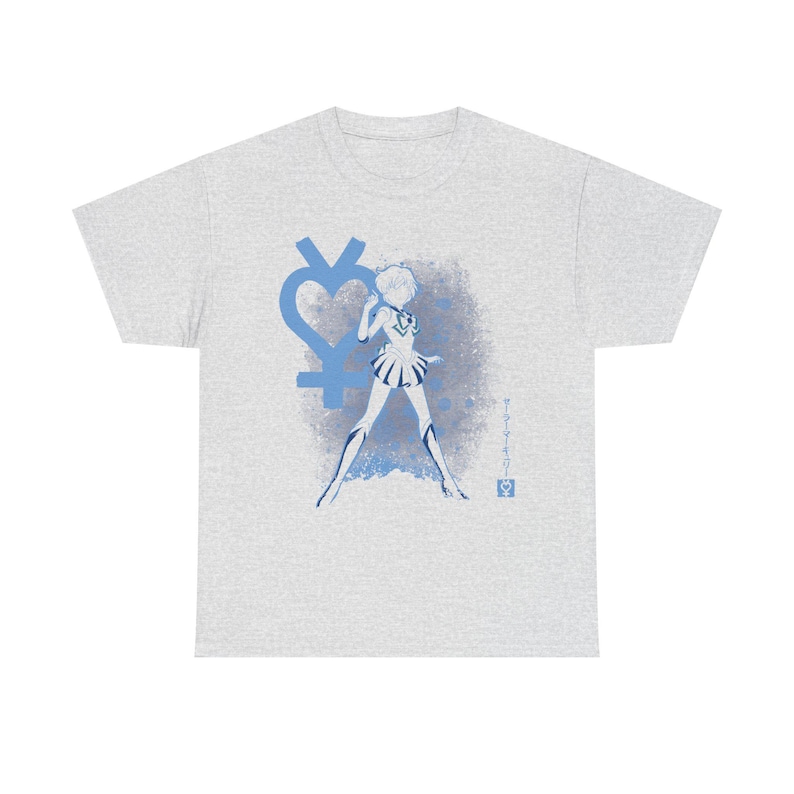 Sailor Merkur Anime Shirt, Ami Mizuno Sailor Moon Manga Shirt, hübsche Wächterin, Usagi Tsukino, japanisches Unisex SailorMoon T-Shirt Ash