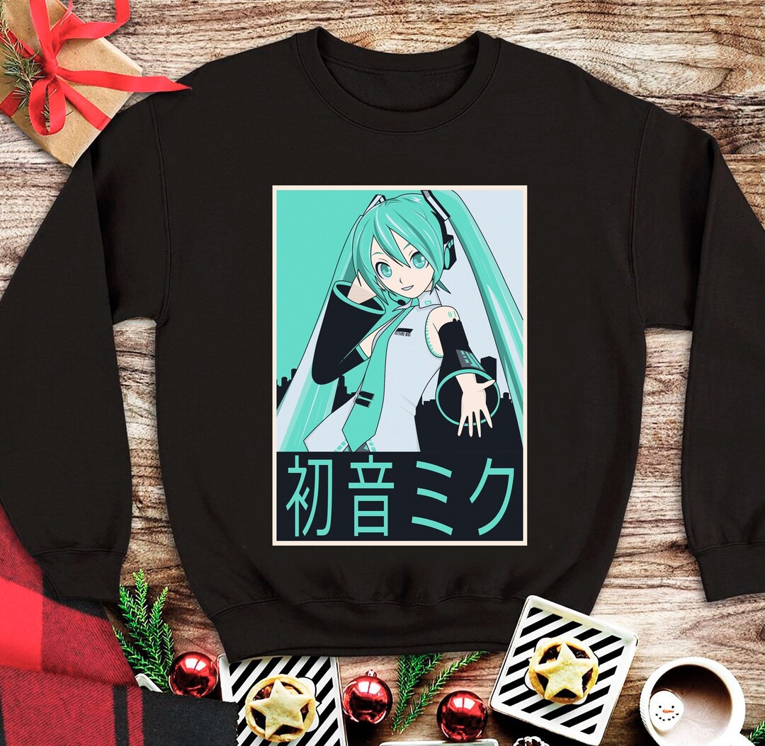 ★おが AMERI✳︎HAILEY WAVE ART SWEAT Hatsune Miku Sweatshirt, Project DIVA Vocaloid Anime Sweater