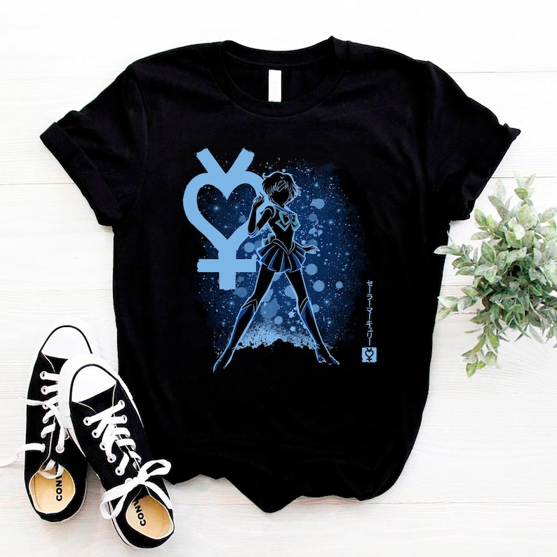 Sailor Merkur Anime Shirt, Ami Mizuno Sailor Moon Manga Shirt, hübsche Wächterin, Usagi Tsukino, japanisches Unisex SailorMoon T-Shirt Bild 1