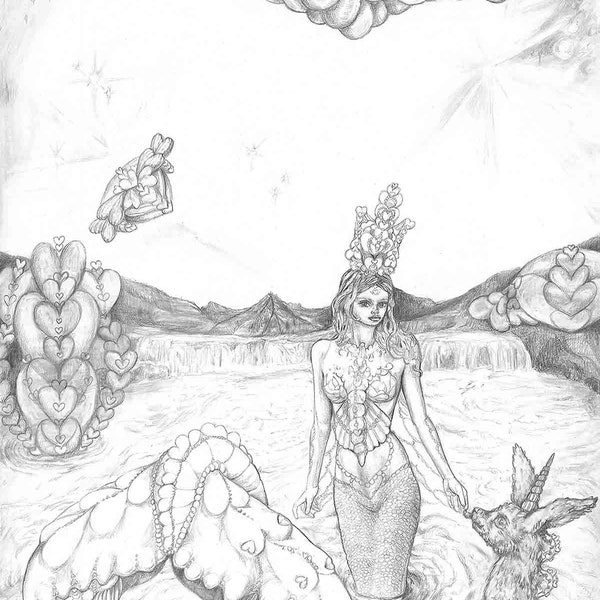 SIRIAN Galactic mermaid angel Commander GUARDIAN Princess Aamaåmiæmåa and her SPACESHIPS Printable Art
