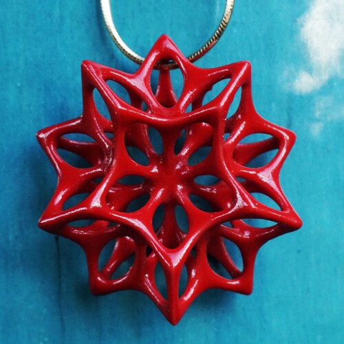 Quasi-Crystalline Red Porcelain Star Necklace and 24K Gold Filled Chain shops - One of its kind, Non-Periodic Design