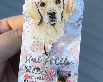 Golden Retriever Badge Reel | Golden Retriever Bow Badge Reel | Nurse Badge Reel | Puppy Badge Reel | RN Bow Badge Reel