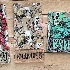 Insignia personalizada, insignia de calavera, carrete de insignia de rock and roll, insignia de radiología, insignia de enfermera registrada, regalos para enfermeras