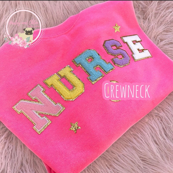 Nurse Sweatshirt | Nurse Patch Crewneck | Nurse Graduation Gifts | Nurse Sweater | RN Crewneck Nursing | Chenille NURSE Sweatshirt