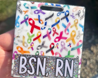 Custom Badge Buddy | Oncology Badge Buddy | Awareness Ribbon Badge Reel | Cancer Awareness Badge Buddy | RN Badge Buddy | Nurse Gifts