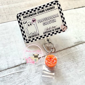 Carrete de insignia fantasma - Carrete de insignia de Halloween - Estudiante de enfermería - Titular de identificación de Halloween - Carrete de insignia espeluznante - Regalos para enfermeras