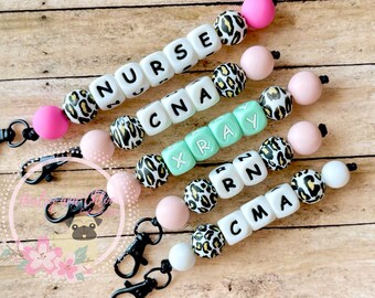 Title badge accessory | Silicone bead title keychain | Badge reel accessories | Silicone beaded keychain | Silicone wristlet | Gifts for her