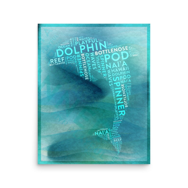 Dolphin Typography Poster | Ocean Wall Art | Word Cloud Poster | Text ...