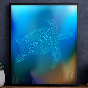 Turtle Ocean Poster Turtle Hawaii Gift Poster Hawaii Art Travel Gift Typography Artwork Ocean Gift