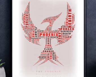 Phoenix Mythology Wall Art Print | Fire Bird Symbol of Rebirth & Strength | Inspirational Home Decor