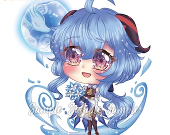 Comisión de arte digital personalizada de Chibi lindo en colaboración