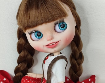 Custom Blythe doll with braids, OOAK Blythe