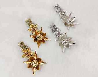 Hair clips for Blythe dolls, gold, silver, beads, flowers