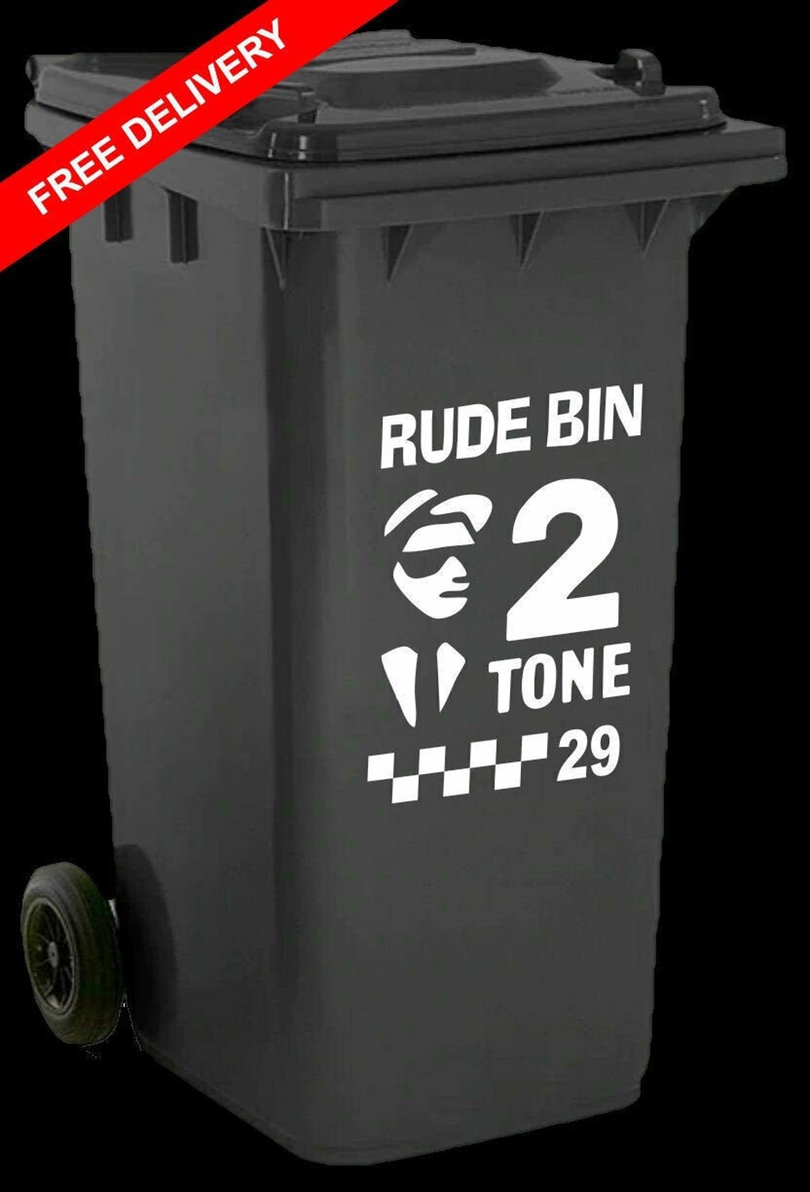 Ska Wheelie Bin Vinyl Decal Numbers Ska 2 Two Tone rude