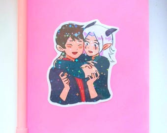 Pegatina de Cuties Rayllum - El Príncipe Dragón - Kawaii - Fanart - Cuaderno de bocetos - Sala de juegos - Rayla - Callum