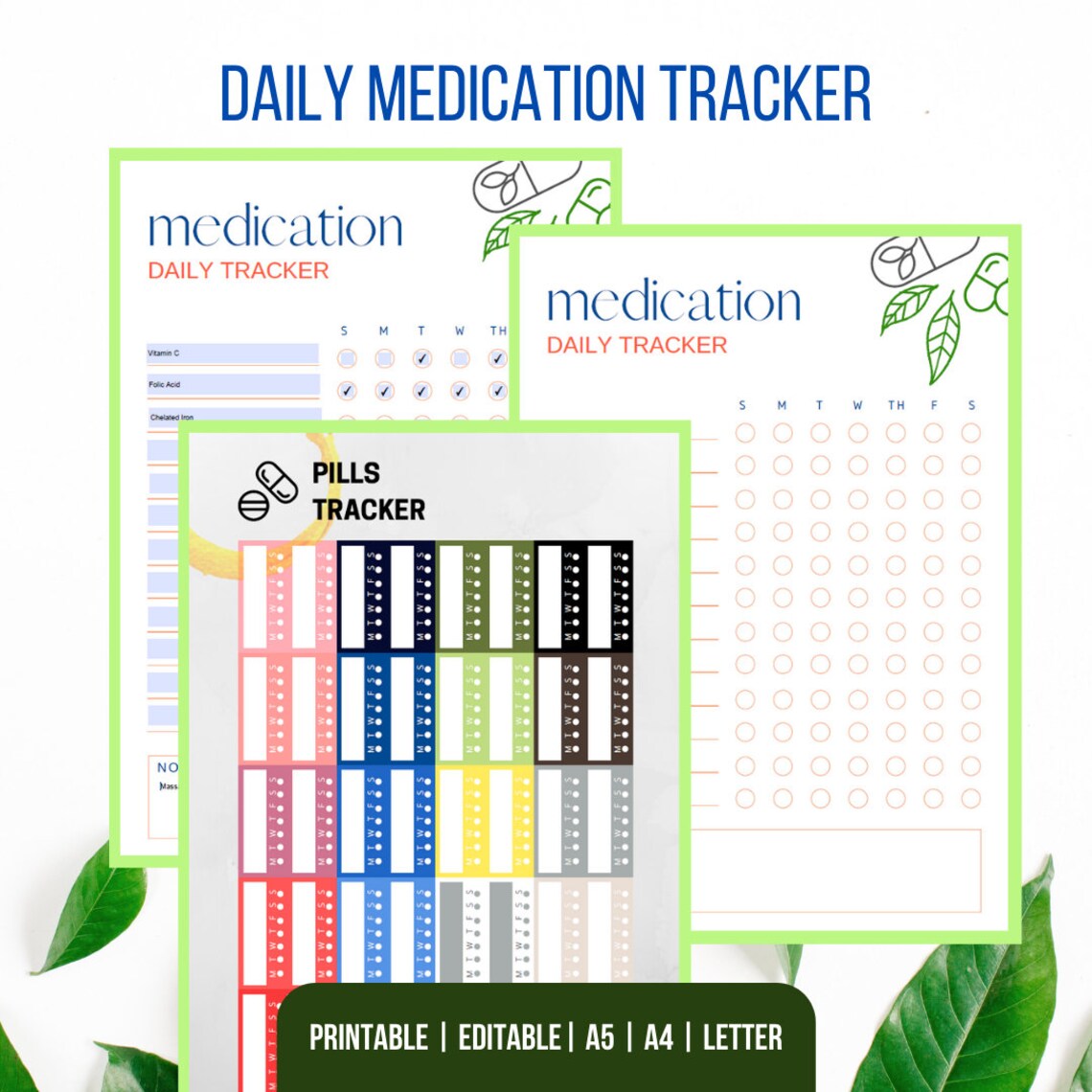 Daily Medication Tracker Printable Daily Pills Tracker Etsy