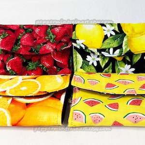 Frucht Zitrone Orange Erdbeere Wassermelone Kleine minimalistische Geldbörse mit Kartenhalter Reißverschlusstasche und magnetischem Druckknopfverschluss