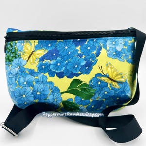 Handmade Hydrangea Butterfly Sling Bag: Adjustable Crossbody Purse