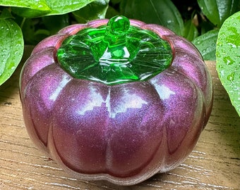 Purple Sparkle Pumpkin Jar Container 3x3.5 Inches
